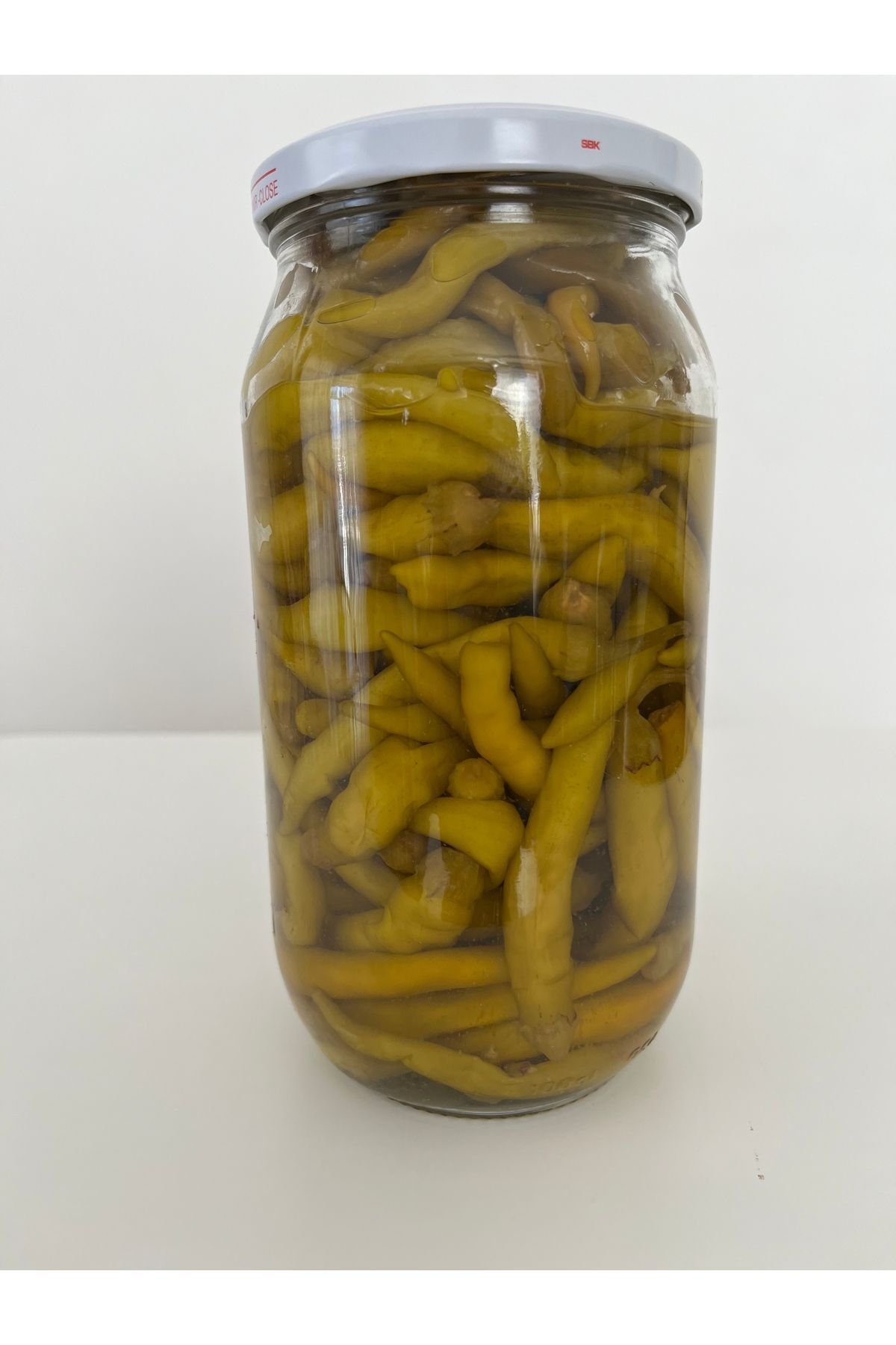 Acı biber turşusu 1 litrelik cam kavanoz